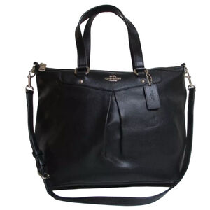 Coach Pleated Leather Tote Navy Blue